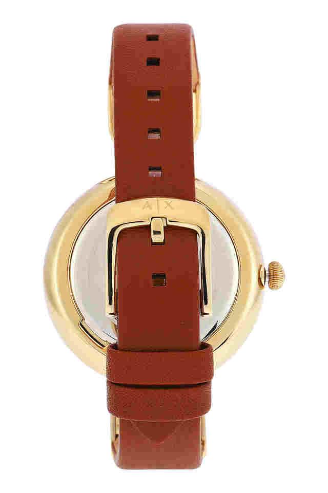 Buy ARMANI EXCHANGE Womens 38 mm Brooke Gold Dial Leather Analogue