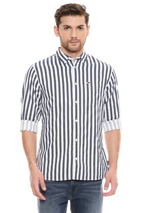 Buy TOMMY HILFIGER Black Mens Button Down Collar Striped Shirt