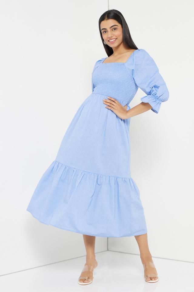 SOFYANA Baby Girls Sky Blue Tissue Net Layar Maxi Gown