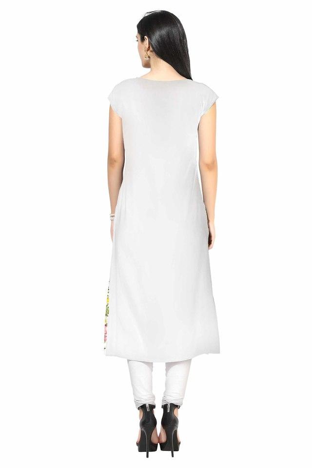 Plain white kurti with boat neck hotsell