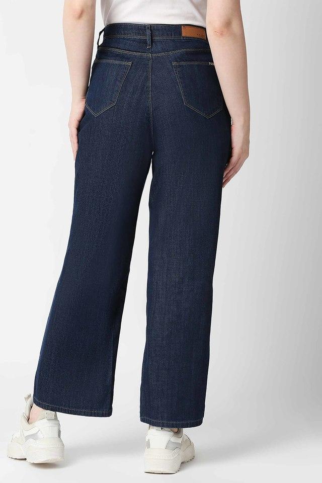 Buy BLUE ANKLE LENGTH STRAIGHT FIT JEANS for Women Online in India