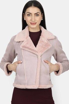 Womens Regular Fit Solid Collar Jacket