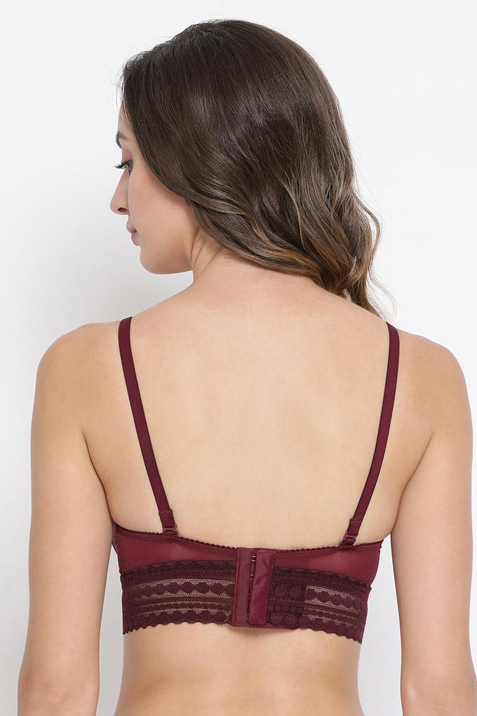 Buy Clovia Padded Non Wired Full Coverage Bralette - Maroon at Rs