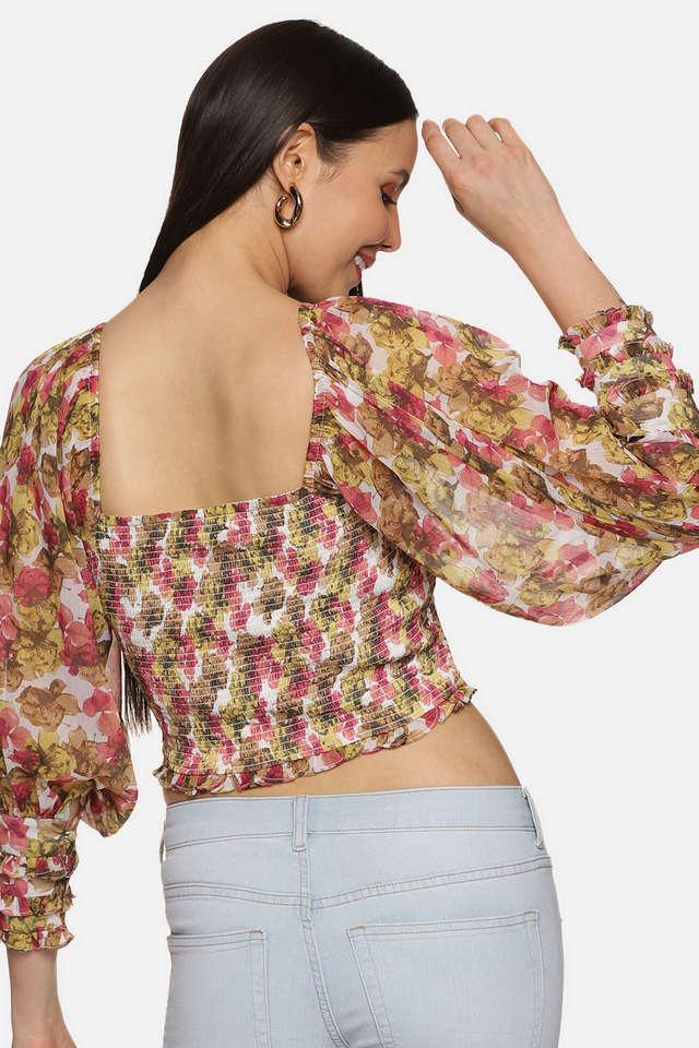 Sale Perfect Fleetwood Crisp Floral Chiffon Puff Sleeves Top