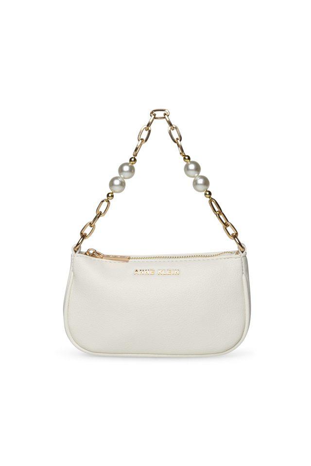 Buy ANNE KLEIN White Solid Faux Leather Zipper Closure Women s Sling Bag Shoppers Stop