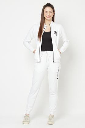 Buy EDRIO White Solid Cotton Regular Fit Women's Tracksuit