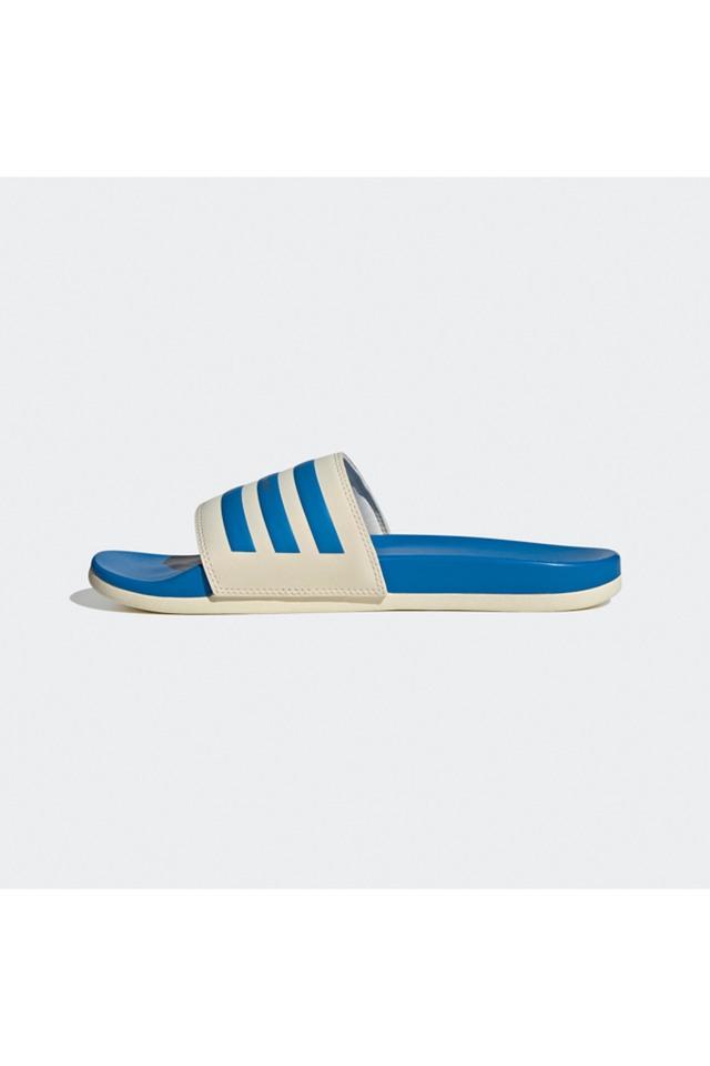 White and discount blue adidas slides