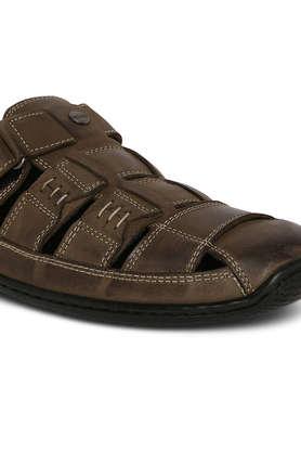 Buy BUCKAROO Ken Leather Slipon Men s Sandals Shoppers Stop