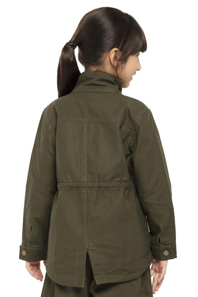 Bearpaw Bear paw Big/Toddler Girls Army Green Fuzzy Sherpa Lined Twill Coat  with Hood | CoolSprings Galleria