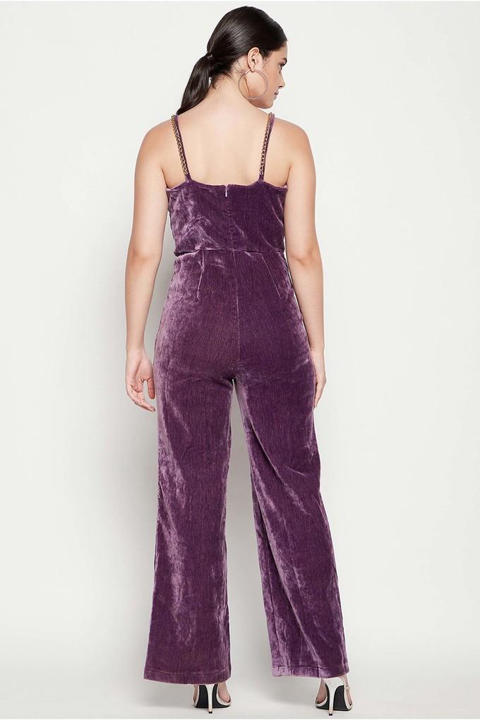 Buy MADAME Solid Sleeveless Velvet Women's Full Length Jumpsuit