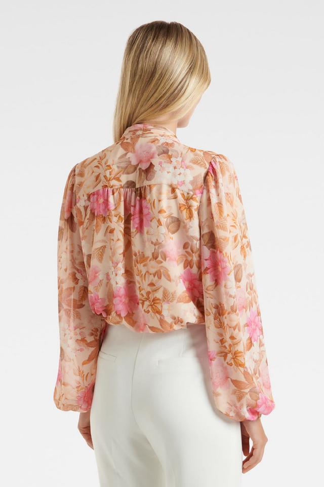 Floral high outlet neck top