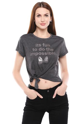 Buy Kraus Womens Round Neck Graphic Print Tie Up T Shirt Shoppers Stop